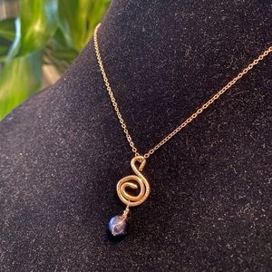 *No Tarnish* 14k gold filled black pearl creation pendant necklace